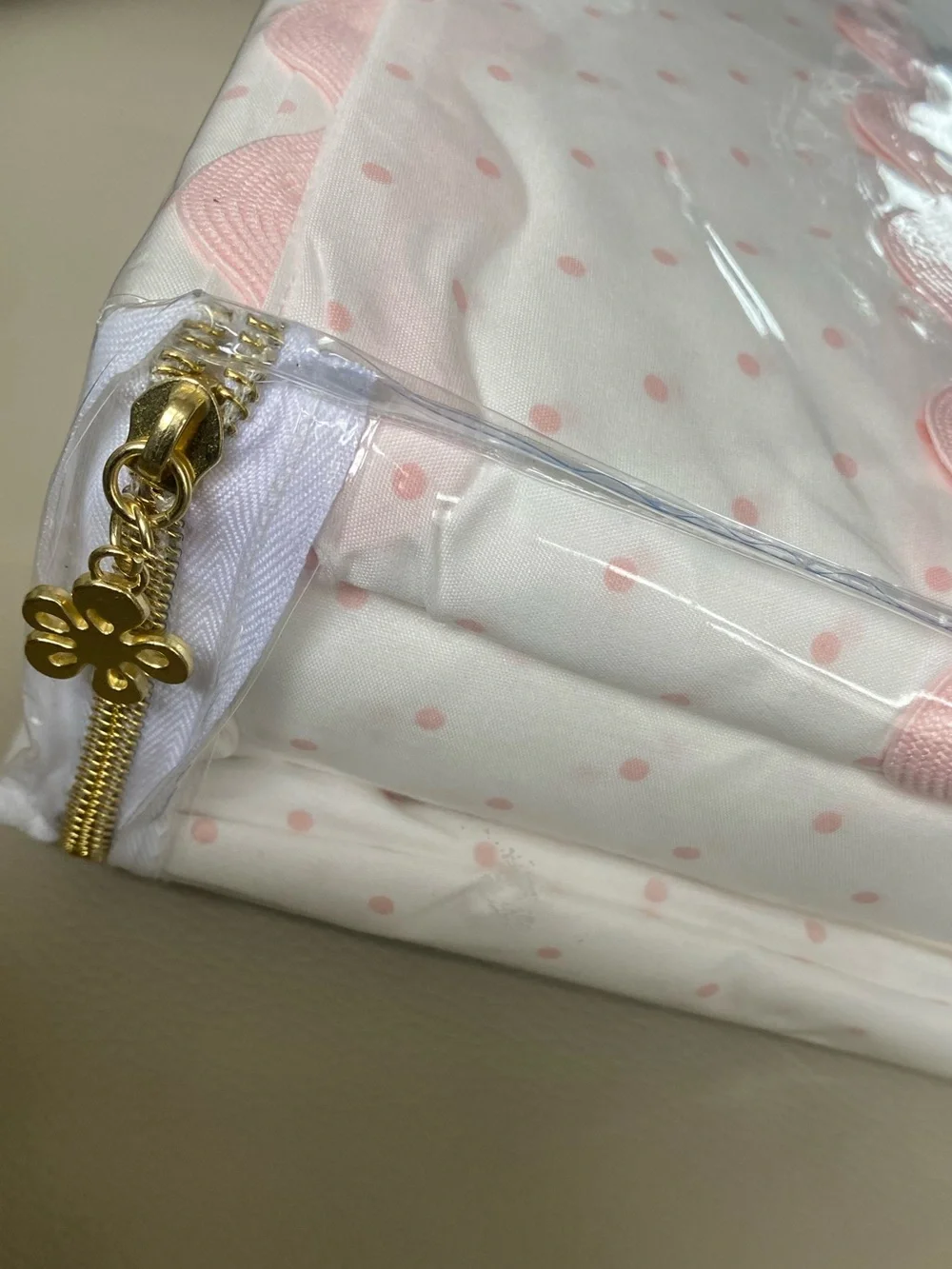 White and pink polka dot sheet set - KING